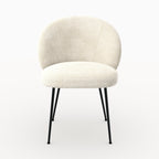 Bloomy - Chaise En Velours Chenillé Écru Et Métal Noir