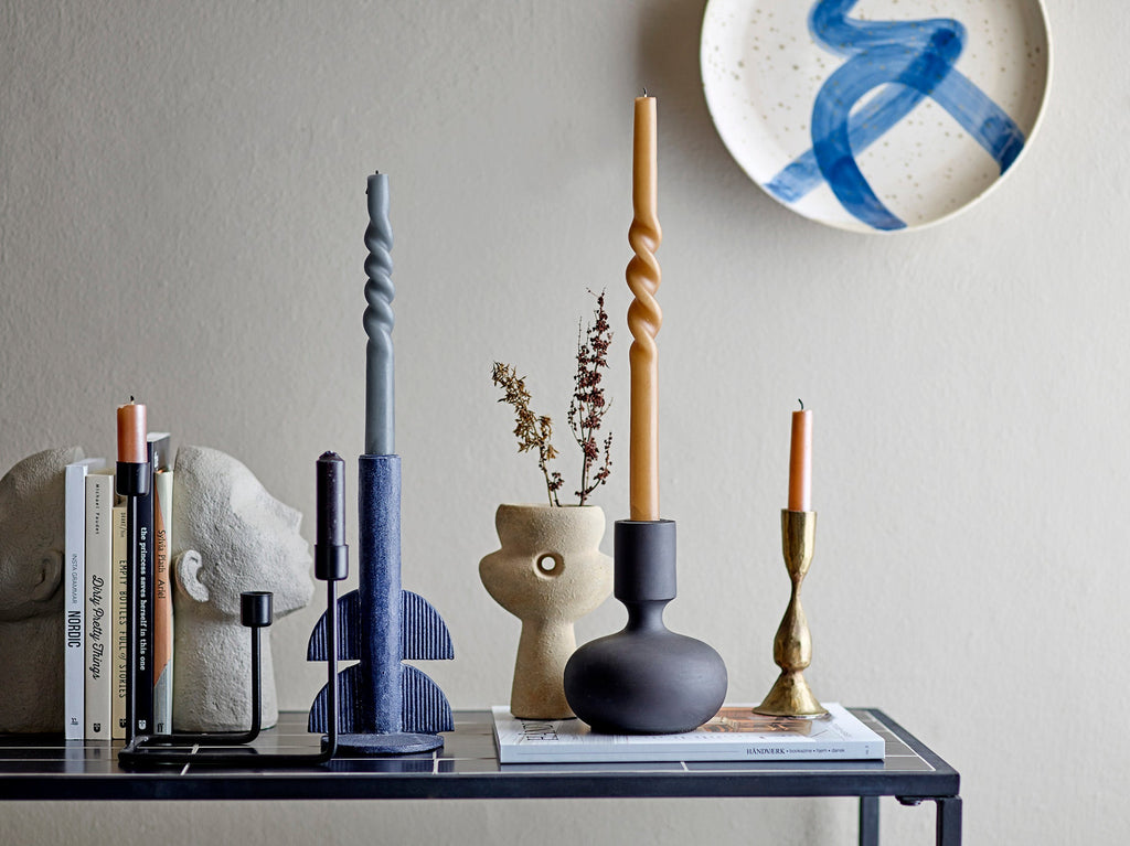 Bess - Set of 6 Candle Holders - Blue - Polyresin