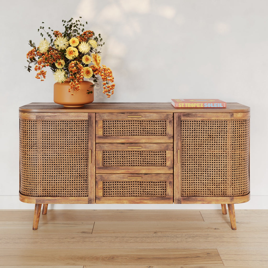 Wava - Sideboard In Mango Wood And Canework