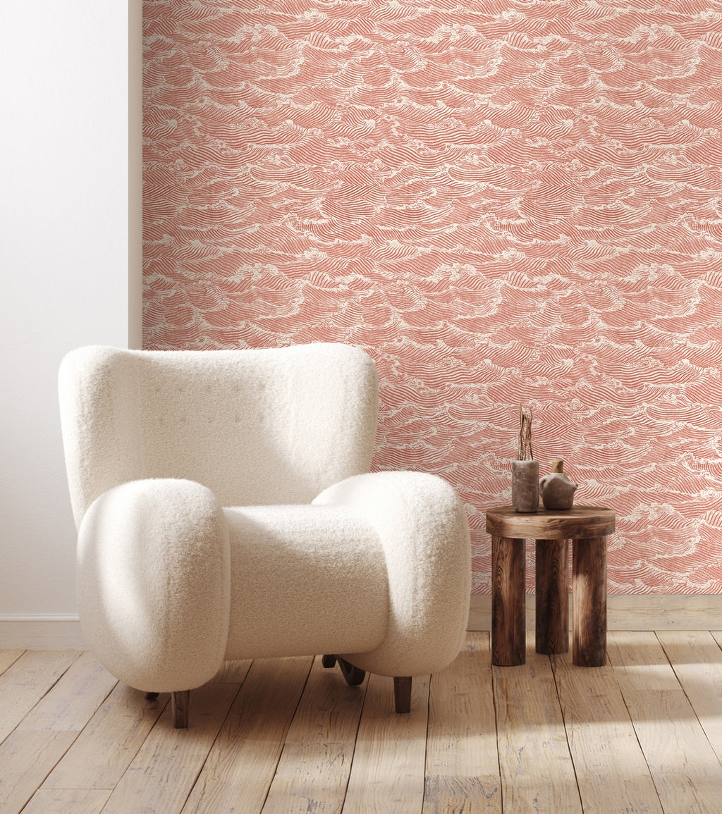 Rollo de Papel Pintado Waves - Coral