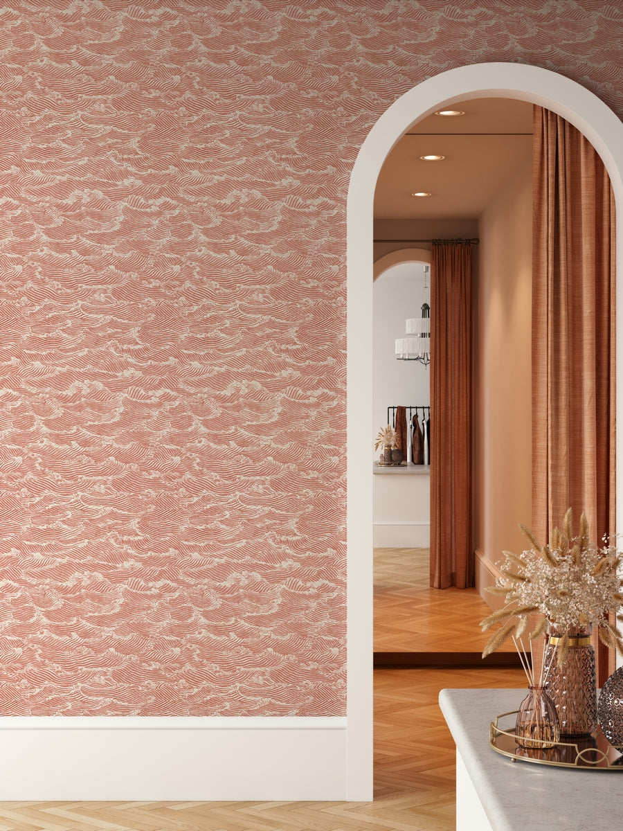Rollo de Papel Pintado Waves - Coral