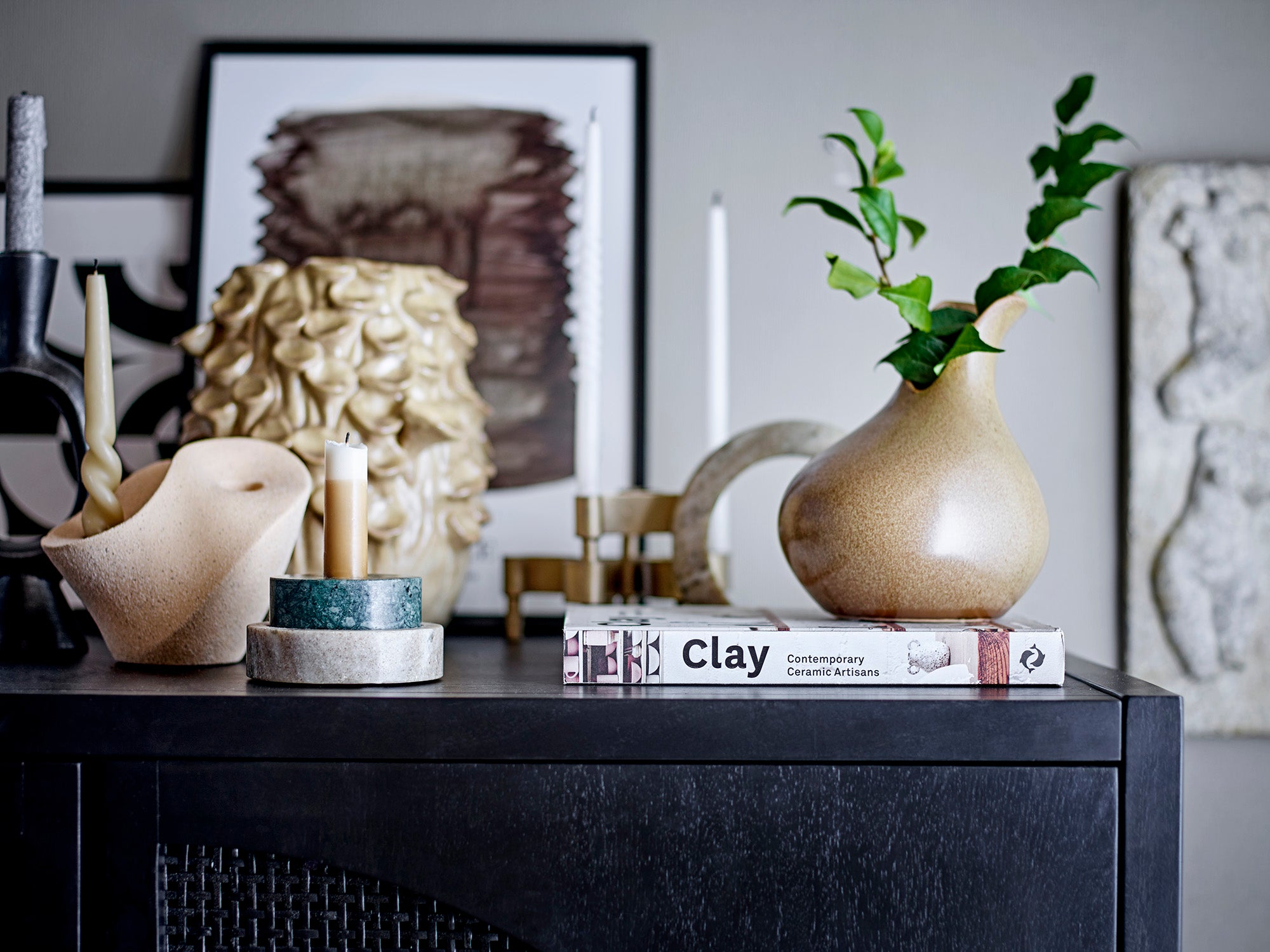 Bijan - Candle Holder - Black - Polyresin