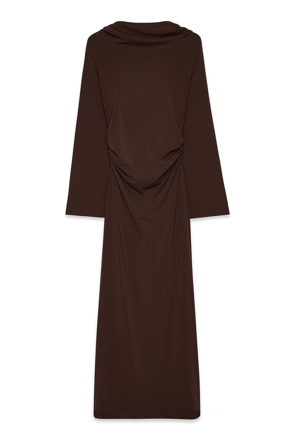 Robe Longue À Manches Larges Et Dos Ouvert Marron