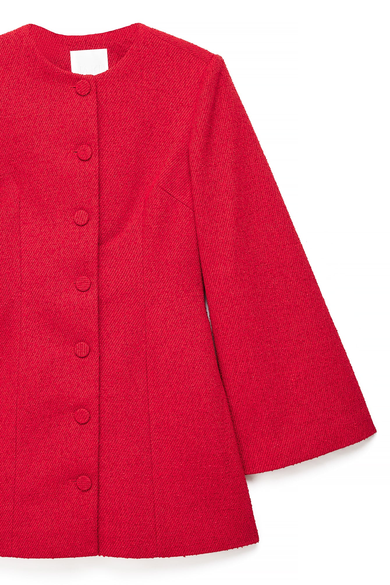 Vestido Blazer de Sarga Rojo de Manga Ancha