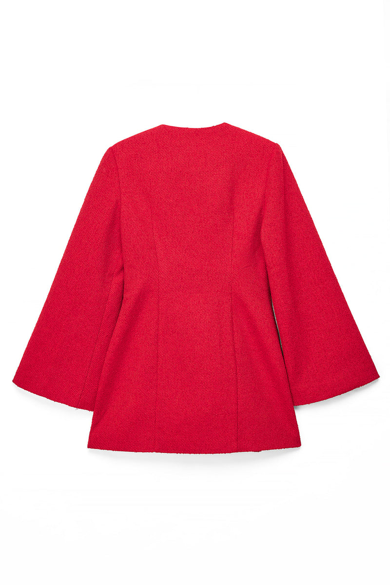 Robe Blazer En Sergé À Manches Larges Rouge