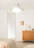 Wind Clear Edge - Ventilador de techo silencioso de 40 W con aspas retráctiles y luz LED - Blanco