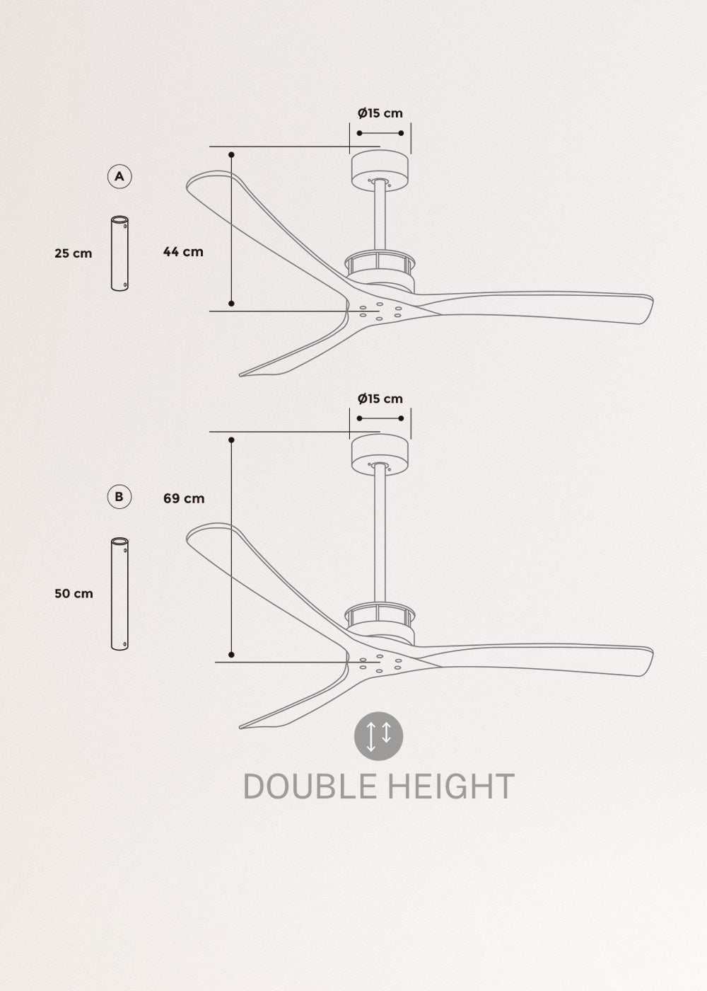 Wind Large DC - 40W Silent XL Ceiling Fan - White and Dark Wood