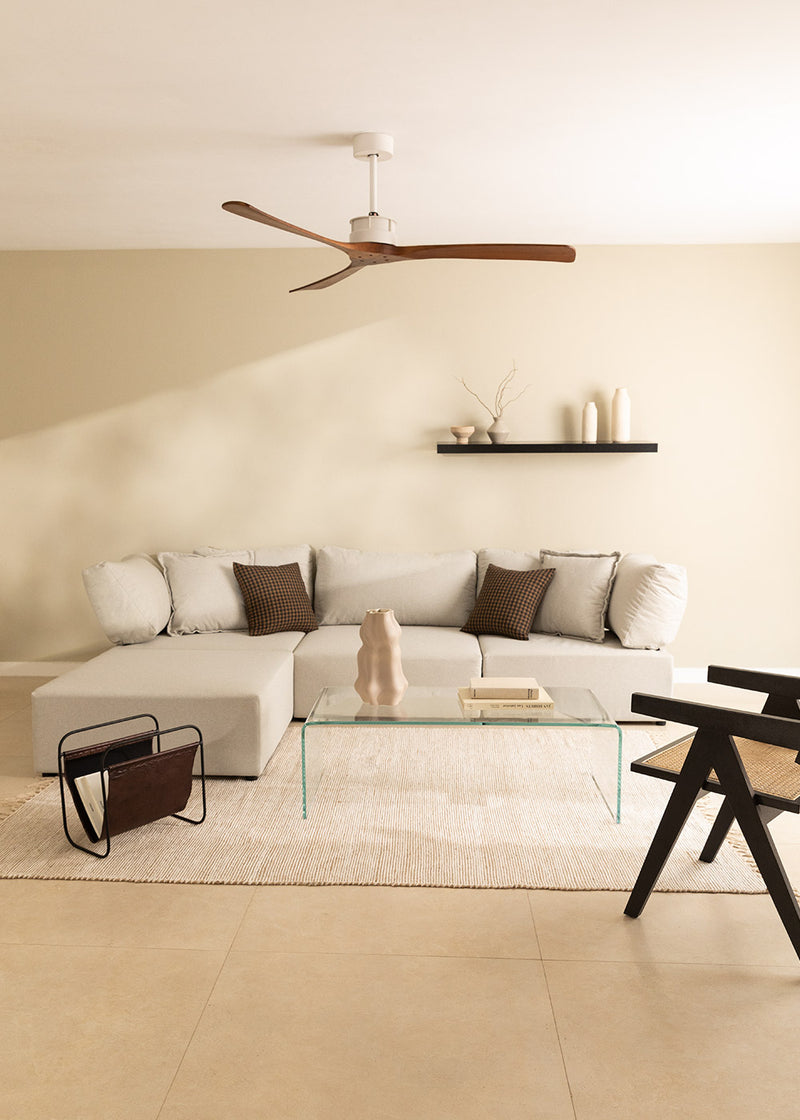 Wind Large DC - Ventilateur De Plafond 40W Silent XL Wifi - Blanc Et Bois Foncé