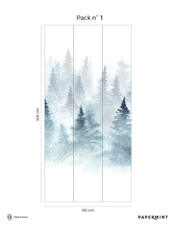 Fresk Winter Forest - Śnieżny błękit