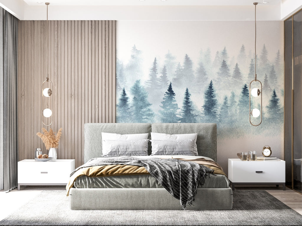 Mural Winter Forest - Bleu Neige