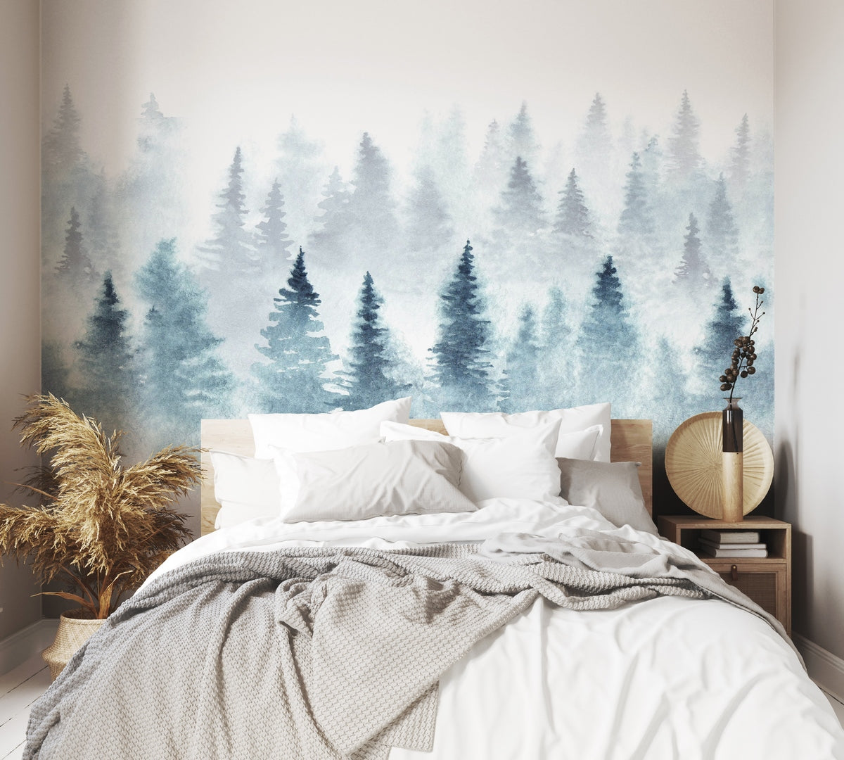 Mural Winter Forest - Bleu Neige