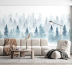 Mural Winter Forest - Bleu Neige