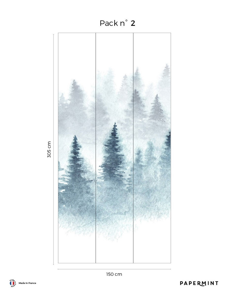 Mural Winter Forest - Bleu Neige