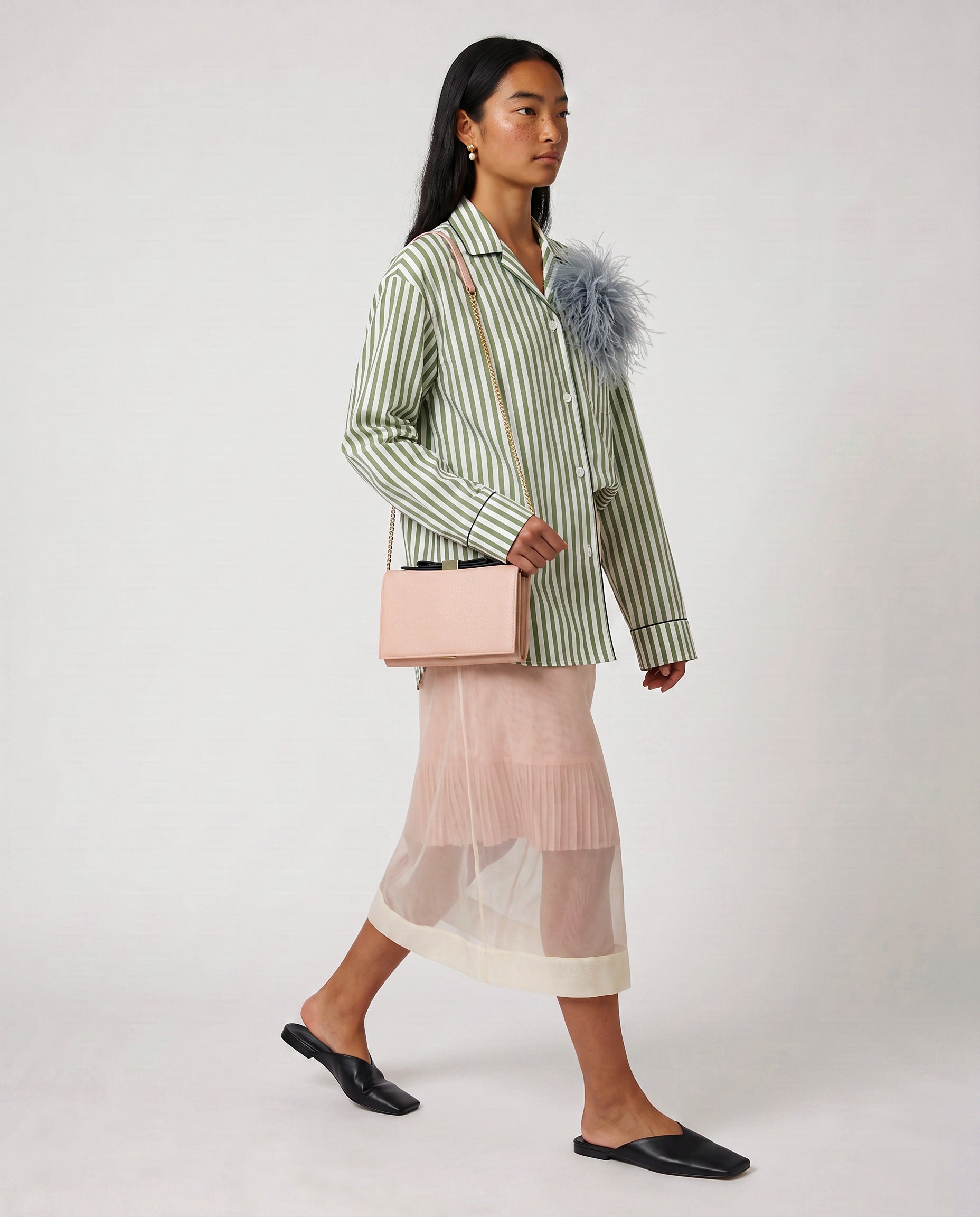 See by Chloé Pastel Pink Grained Leather Wallet on Chain Bag