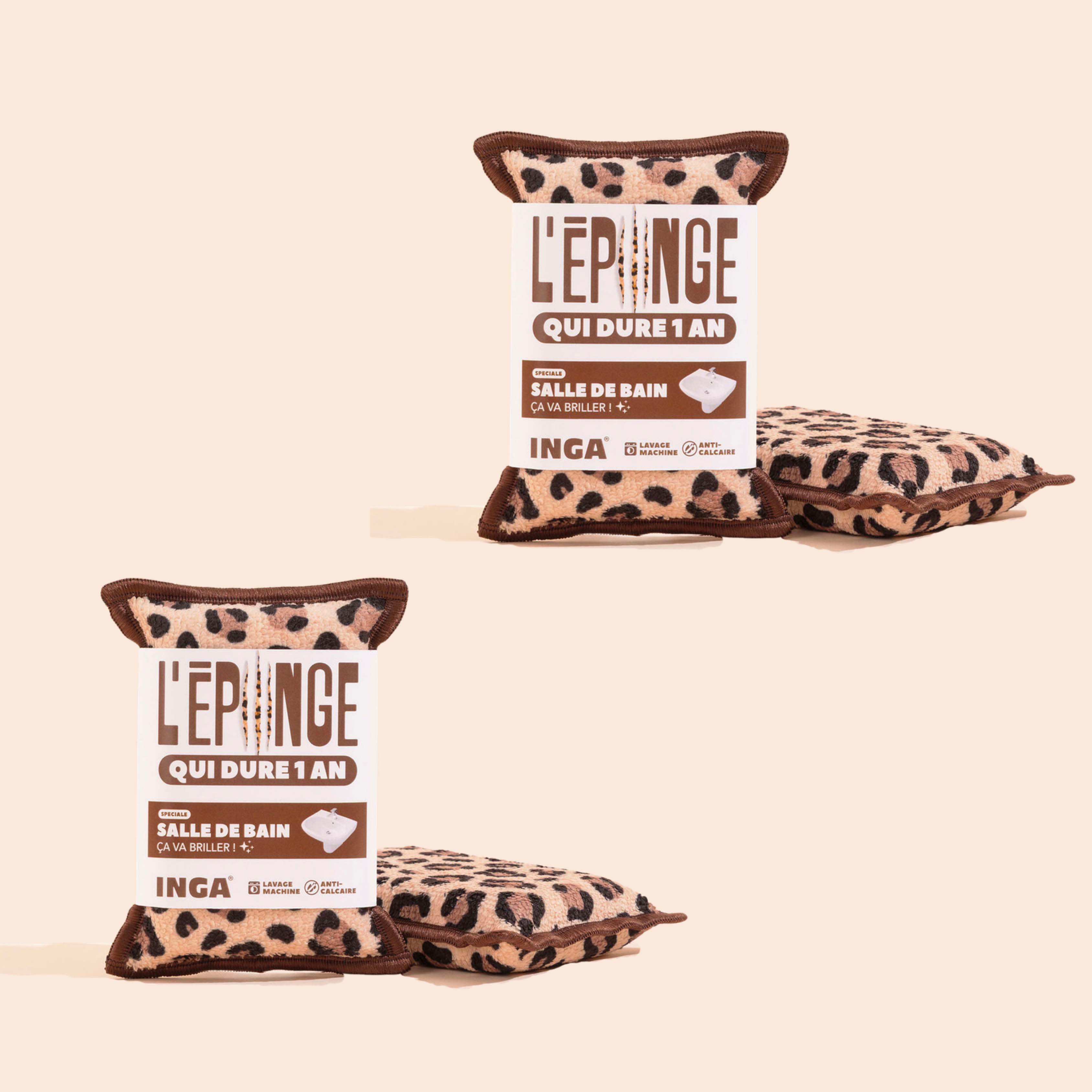New - Leopard Bathroom Sponge Duo