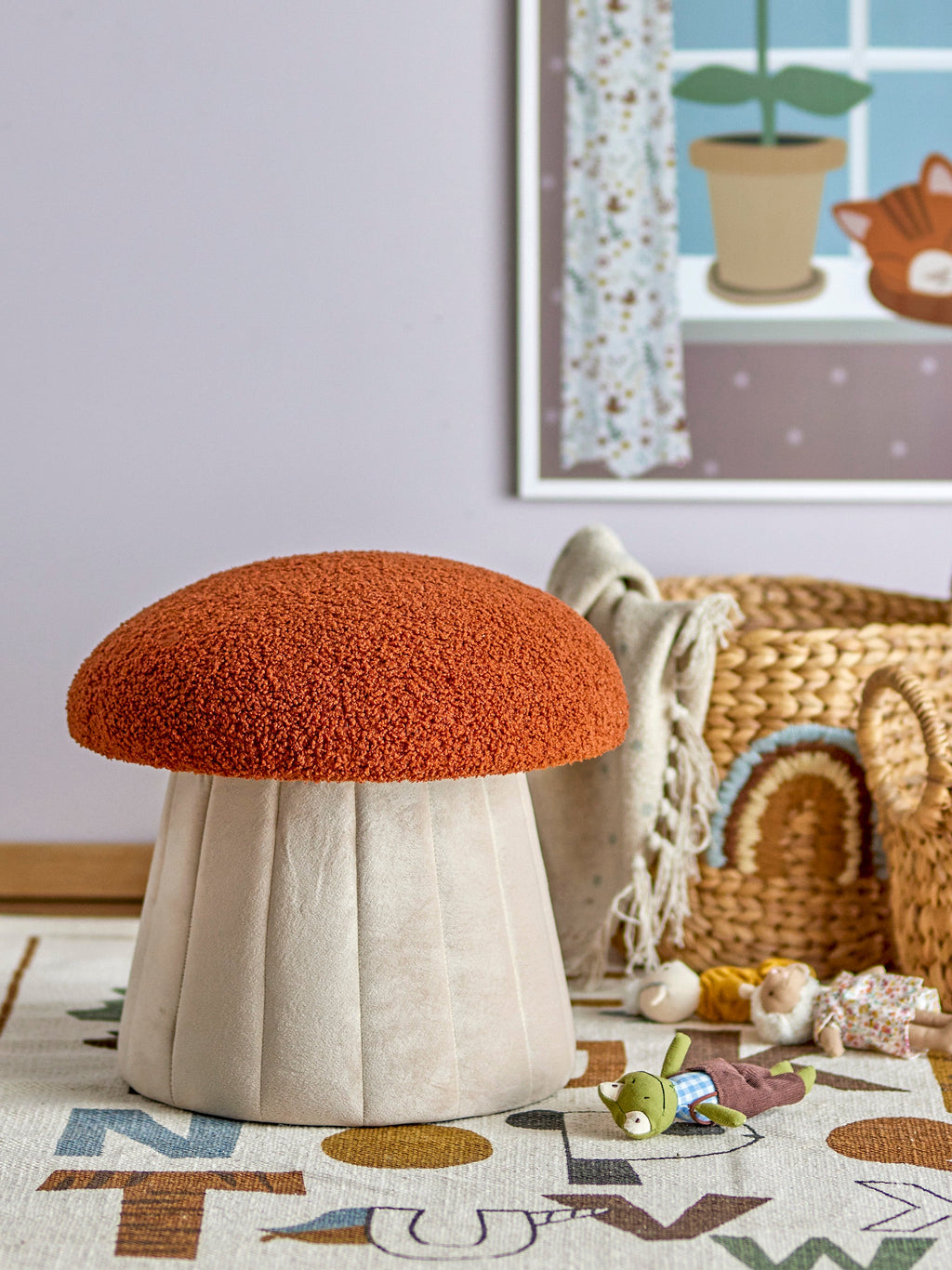 Bertil - Set of 2 Poufs - Red - Polyester
