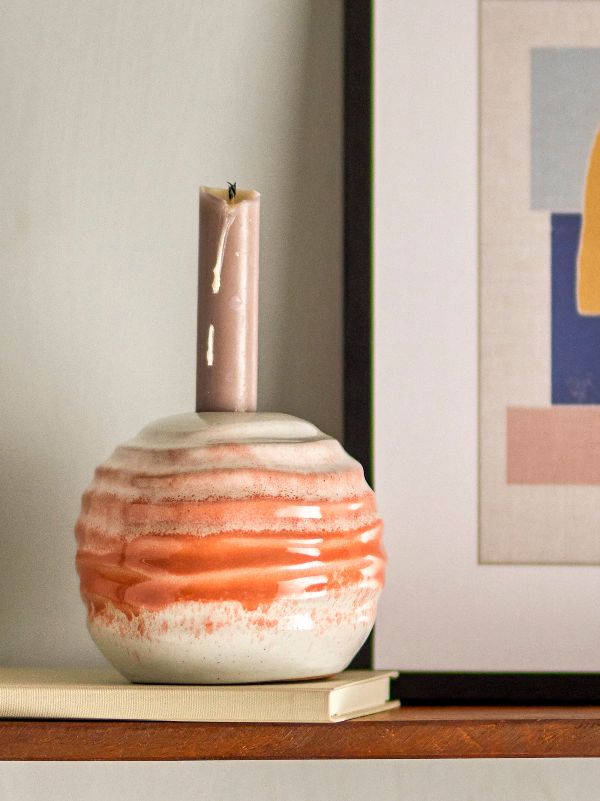 Paula - Set of 4 Candle Holders - Orange - Stoneware