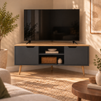 Lyna - Corner TV Unit - Grey and Oak Effect