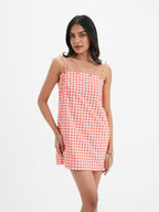 Zoe Dress - Coral Gingham