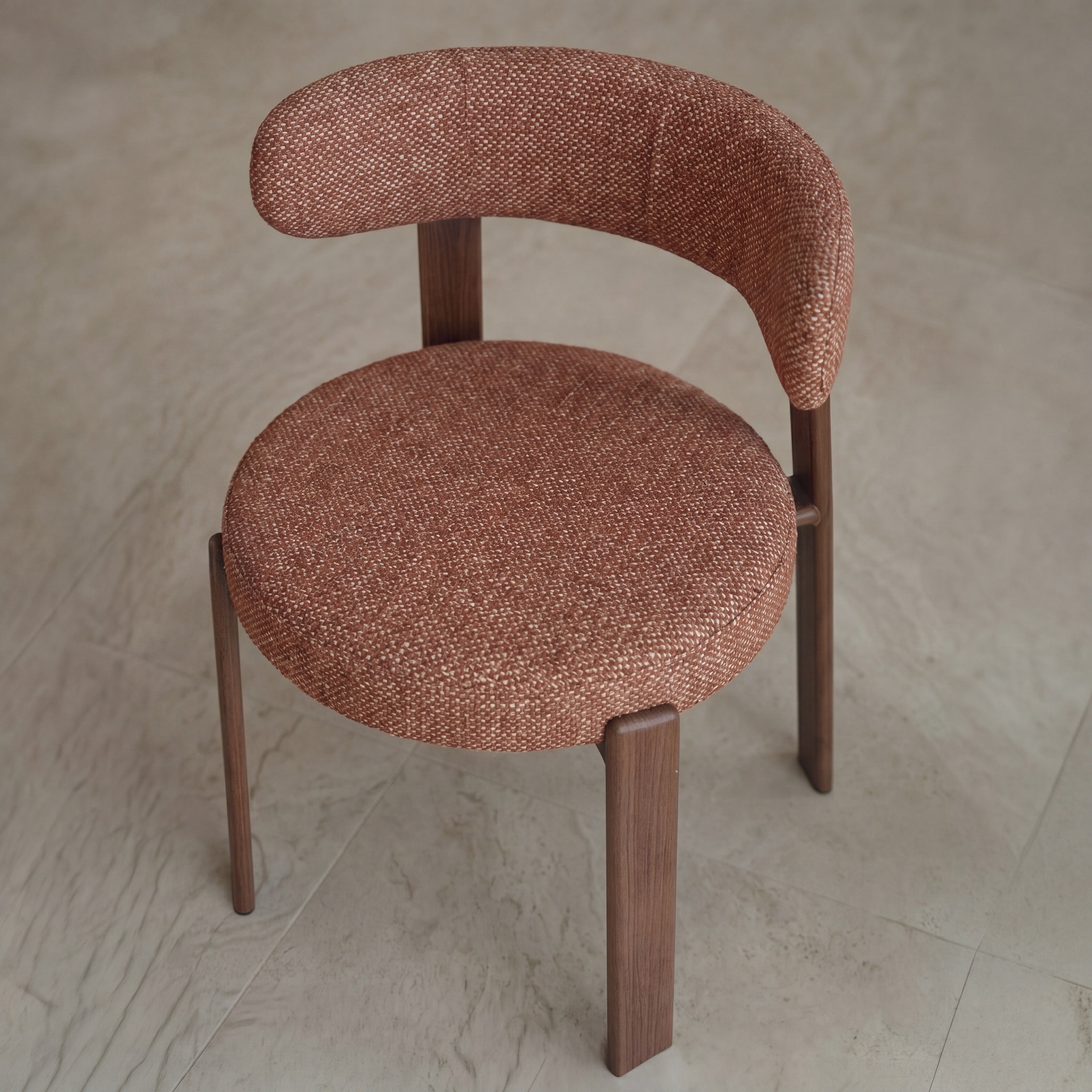 Aura - Lot De 2 Chaises En Tissu Texturé Brun Canelle, Pieds En Métal