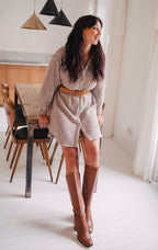 Lison Houndstooth Camel Dress