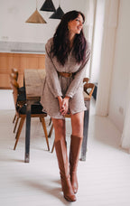 Lison Houndstooth Camel Dress