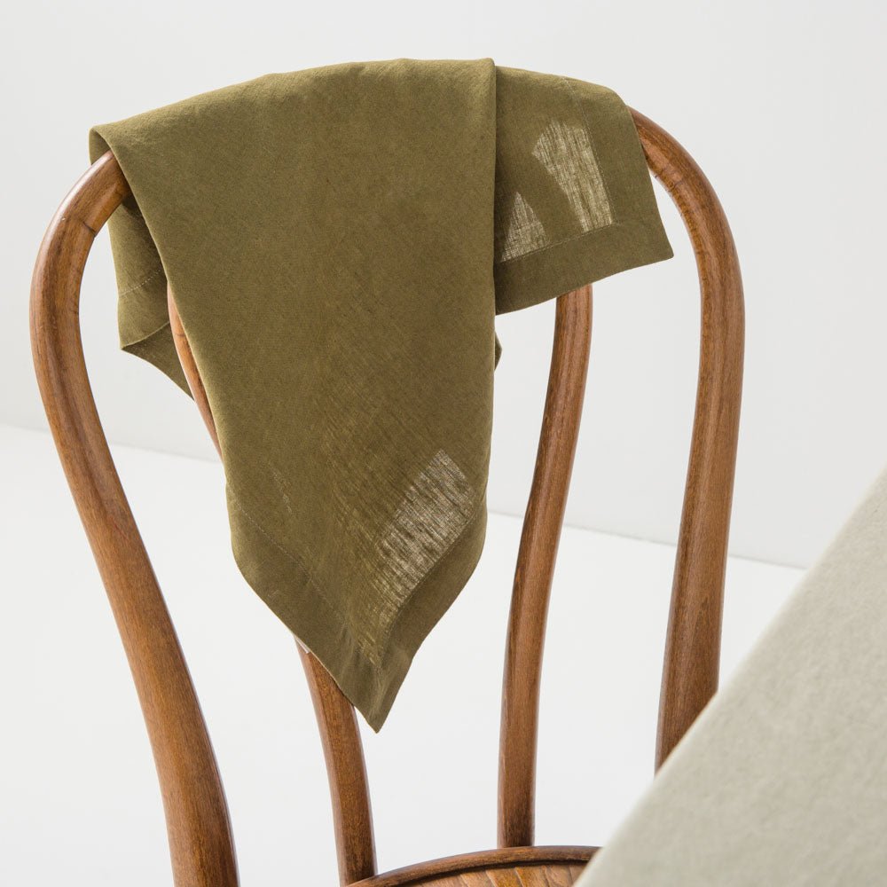 4 Washed Linen Napkins - Olive - MOST - The Bradery