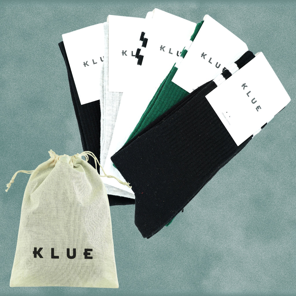 Klue gift bag of organic cotton tennis crew socks x5 | REGULAR - klueconcept