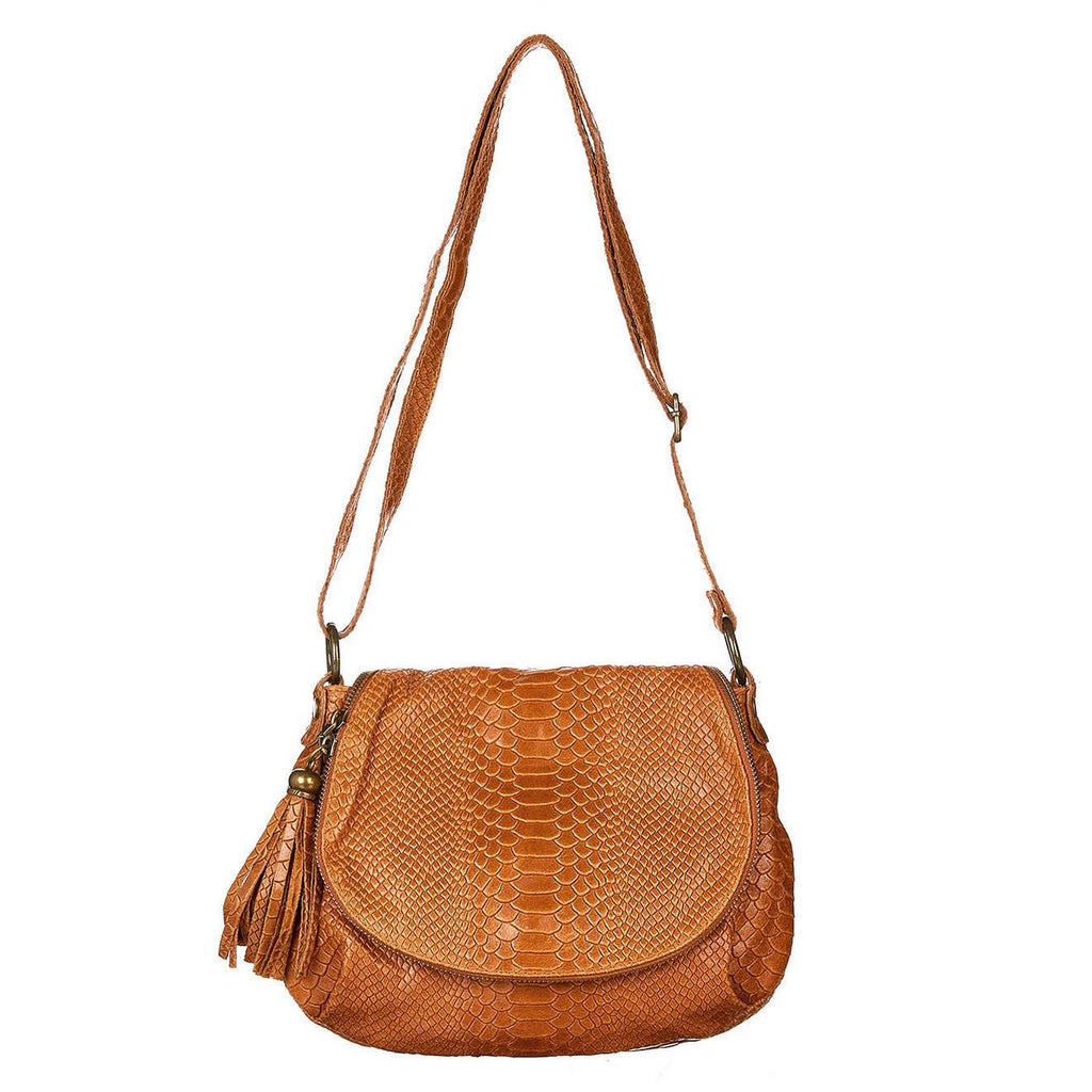 Sac En Bandoulière Lana Croco - Camel