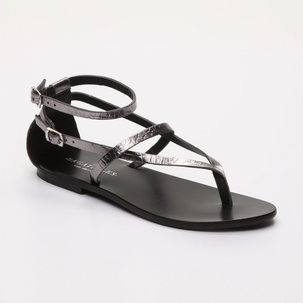 Mosholu Sandals - Pewter Croco