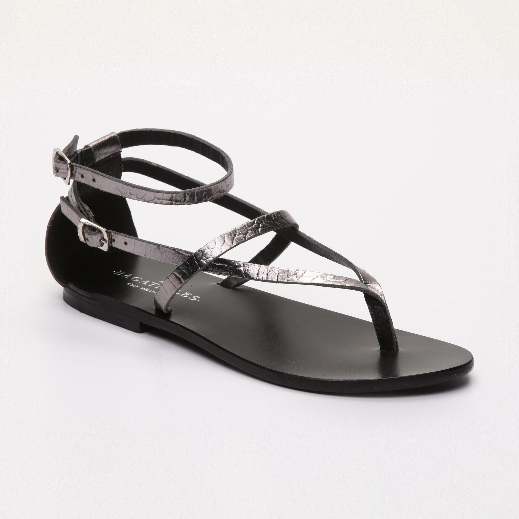 Mosholu Sandals - Pewter Croco