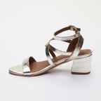 Sandalias de tacón Izusa - Croco dorado claro