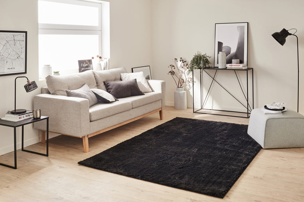 Cosy Soft Shaggy Rug 902 Plain - Black