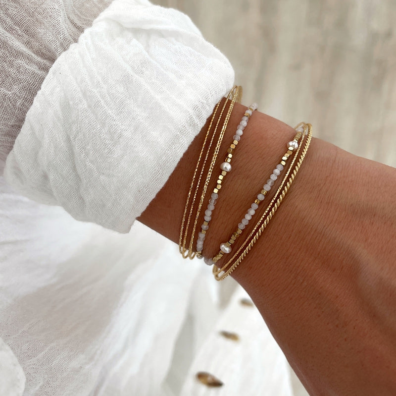 Bracelet Wallis - Agate Blanche Acier