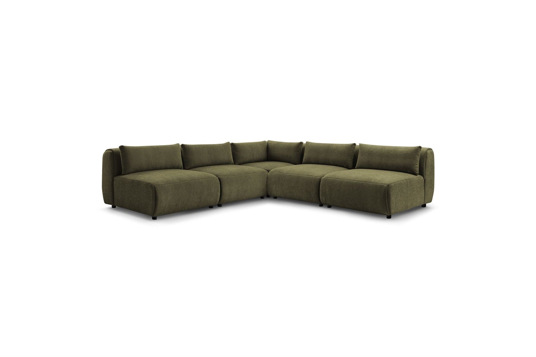 Jeanne - Modular Fixed Corner Sofa - Textured Fabric with 4 Armless Chairs and 1 Corner Unit