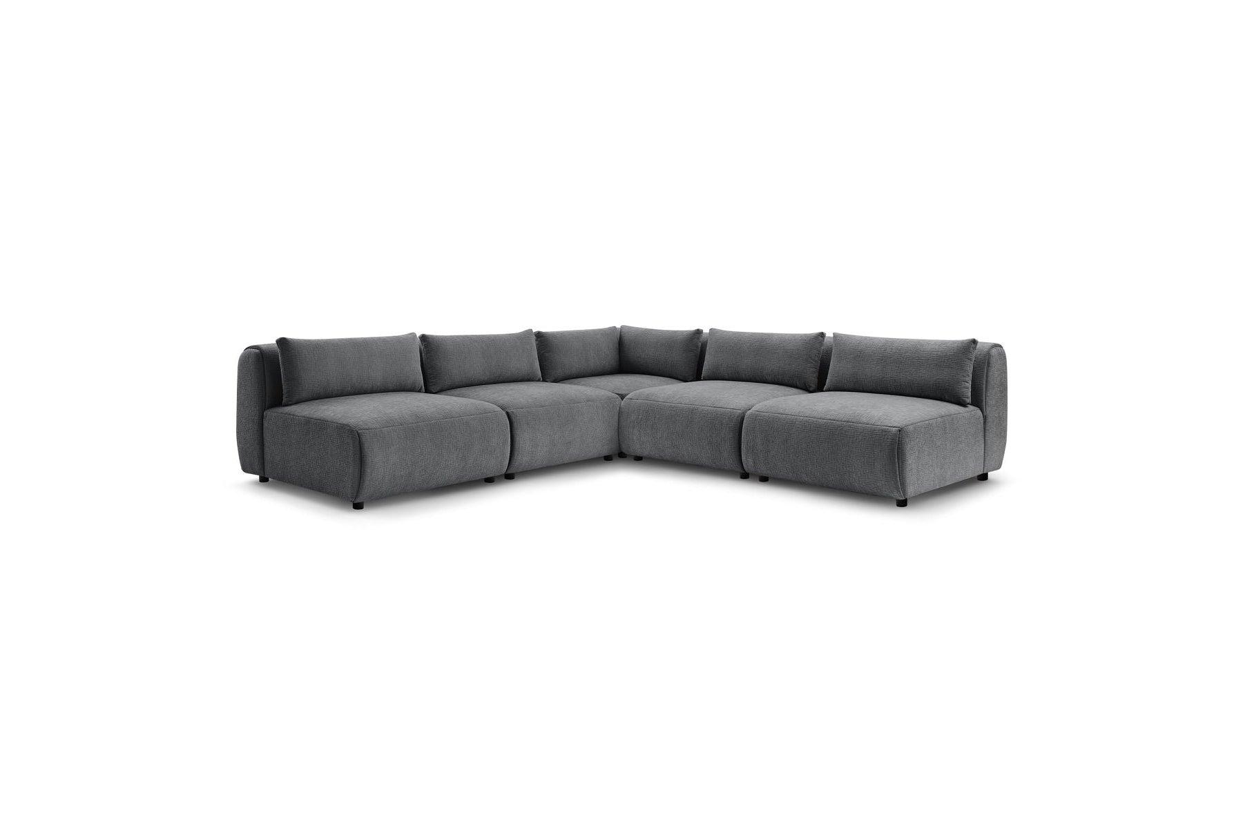 Jeanne - Modular Fixed Corner Sofa - Textured Fabric with 4 Armless Chairs and 1 Corner Unit