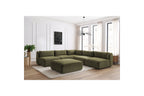 Jeanne - Fixed Modular Corner Sofa - Textured Fabric with 4 Armless Chairs, 1 Corner Unit and 1 Pouffe