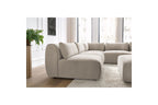 Jeanne - Fixed Modular Corner Sofa - Textured Fabric with 4 Armless Chairs, 1 Corner Unit and 1 Pouffe