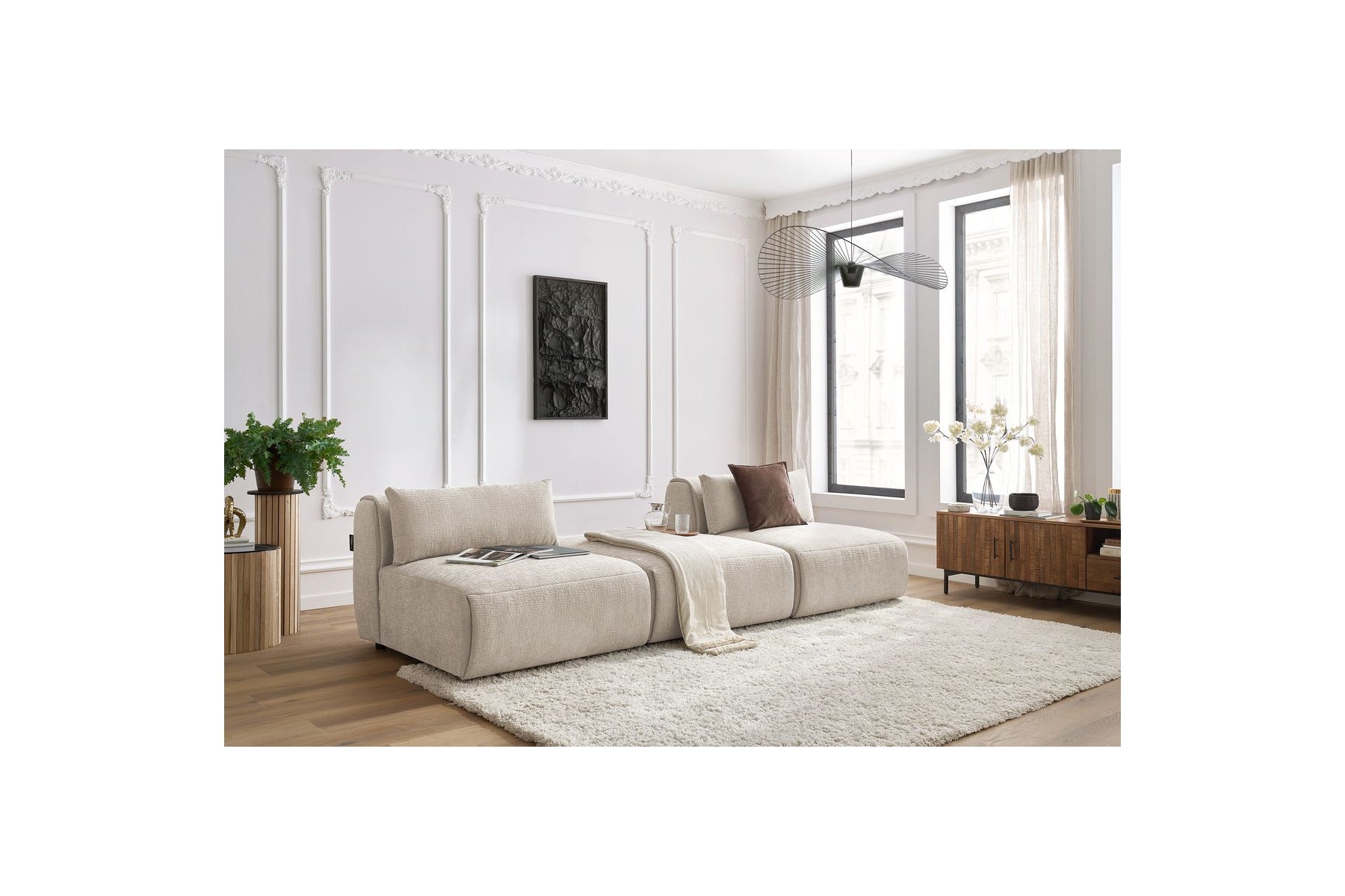 Jeanne - Fixed 3-Seater Straight Sofa - Textured Fabric