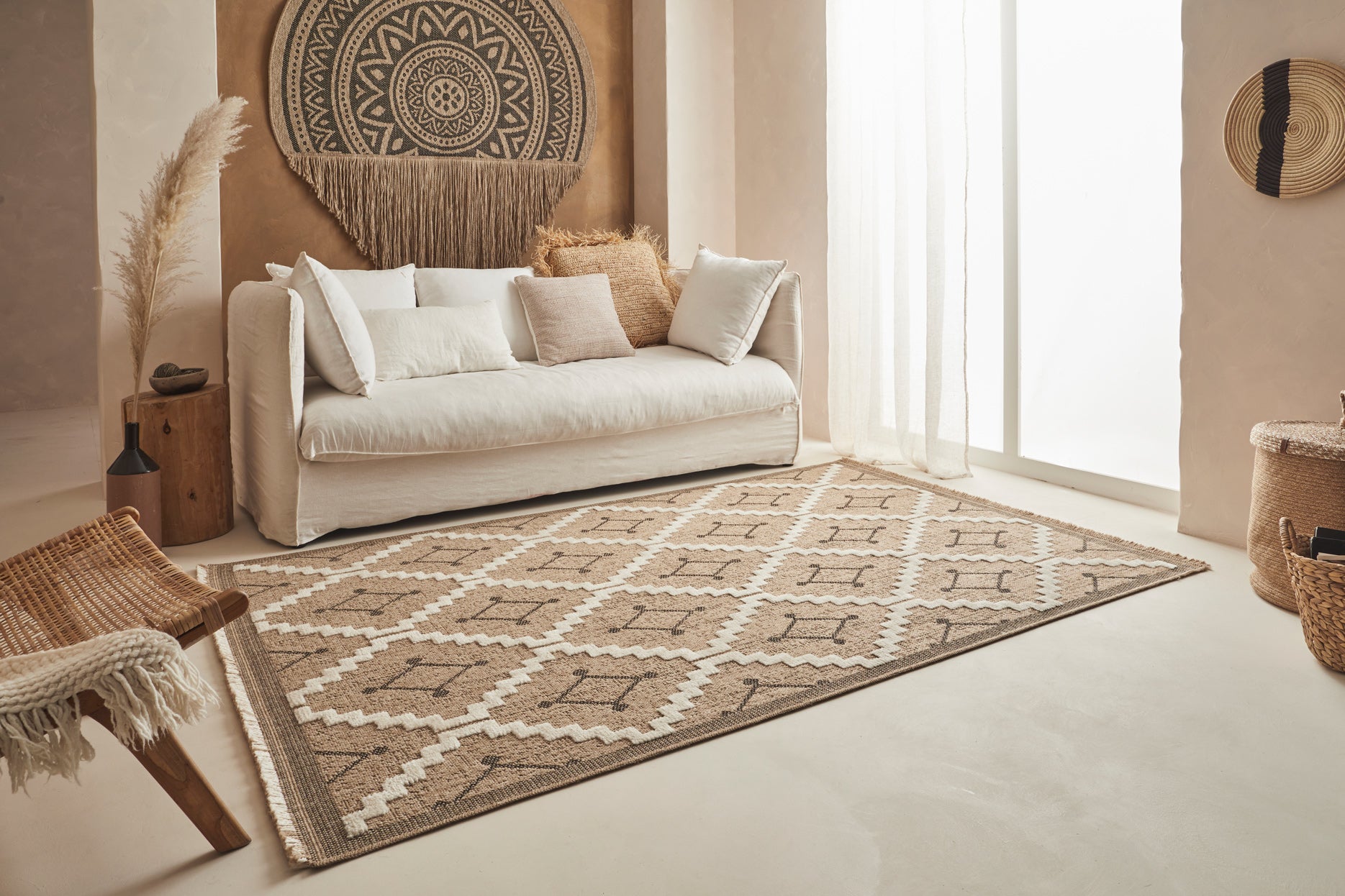 Jute Look Rug Tulum 9041 - Jute Pattern - Black - Indoor / Outdoor