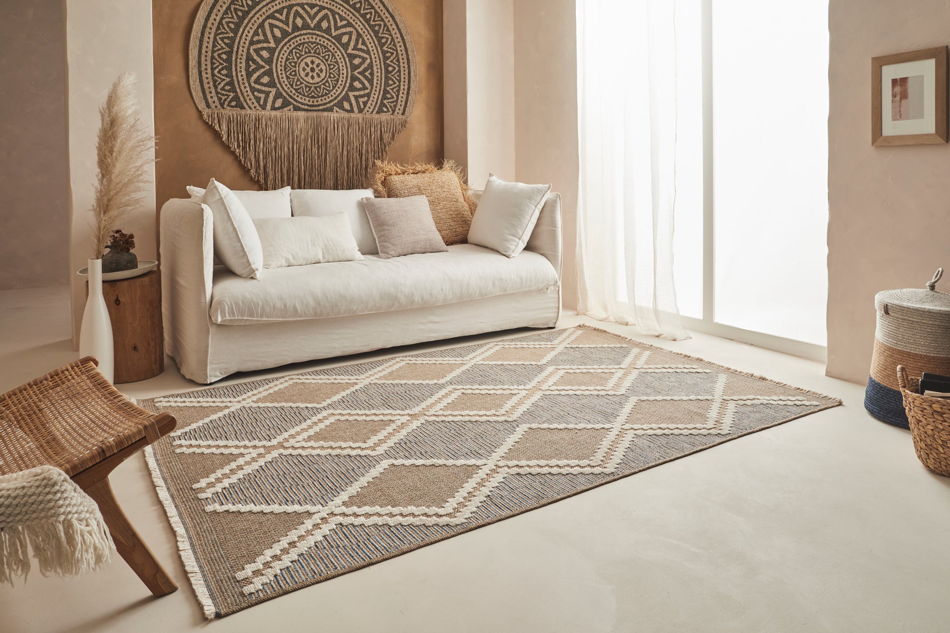 Jute Look Rug Tulum 9048 - Jute Pattern - Blue - Indoor / Outdoor