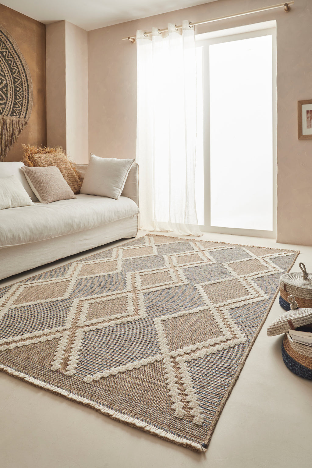 Jute Look Rug Tulum 9048 - Jute Pattern - Blue - Indoor / Outdoor