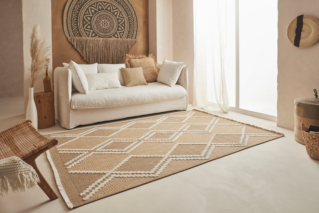 Jute Look Rug Tulum 9048 - Jute Pattern - Yellow - Indoor / Outdoor