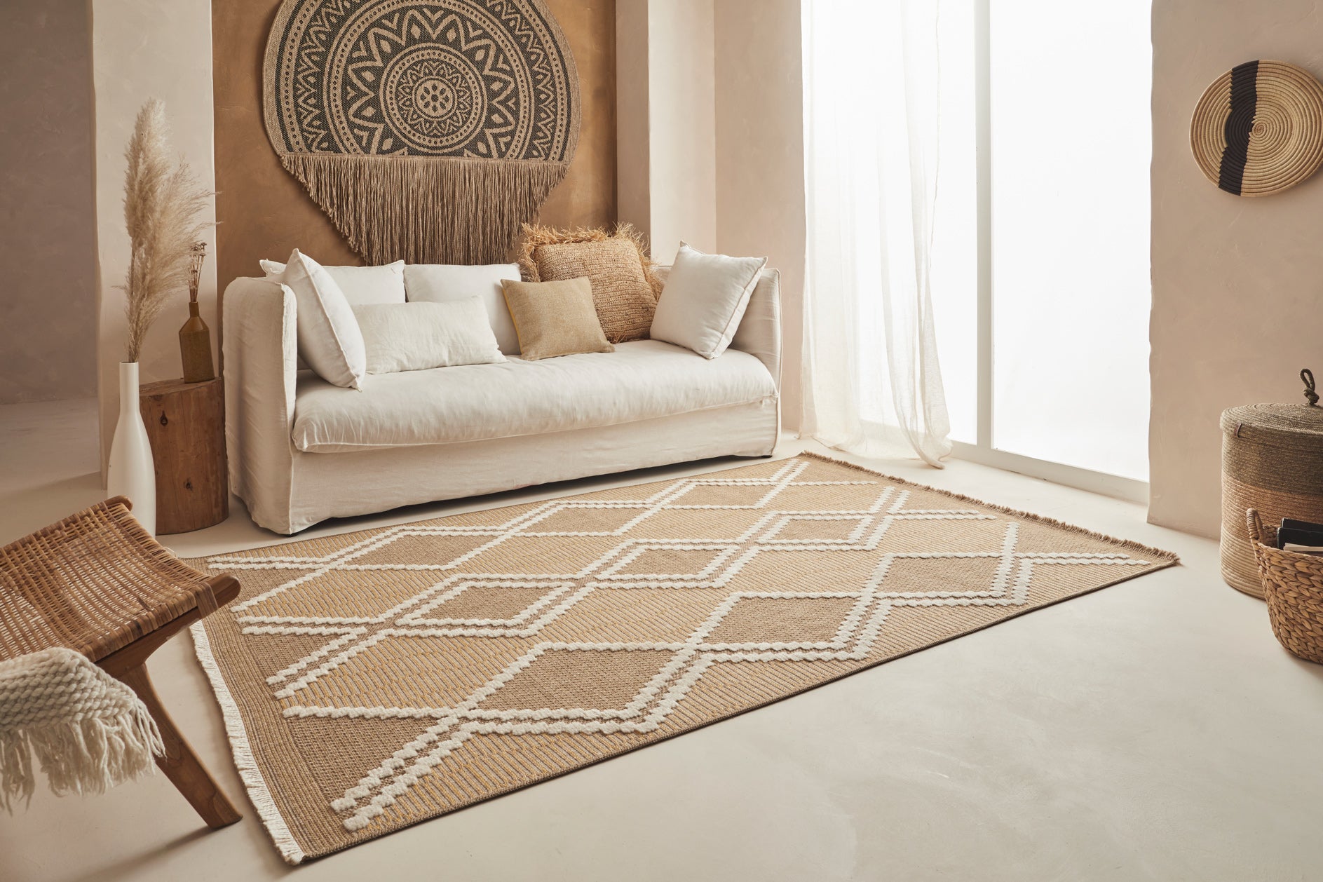 Jute Look Rug Tulum 9048 - Jute Pattern - Yellow - Indoor / Outdoor