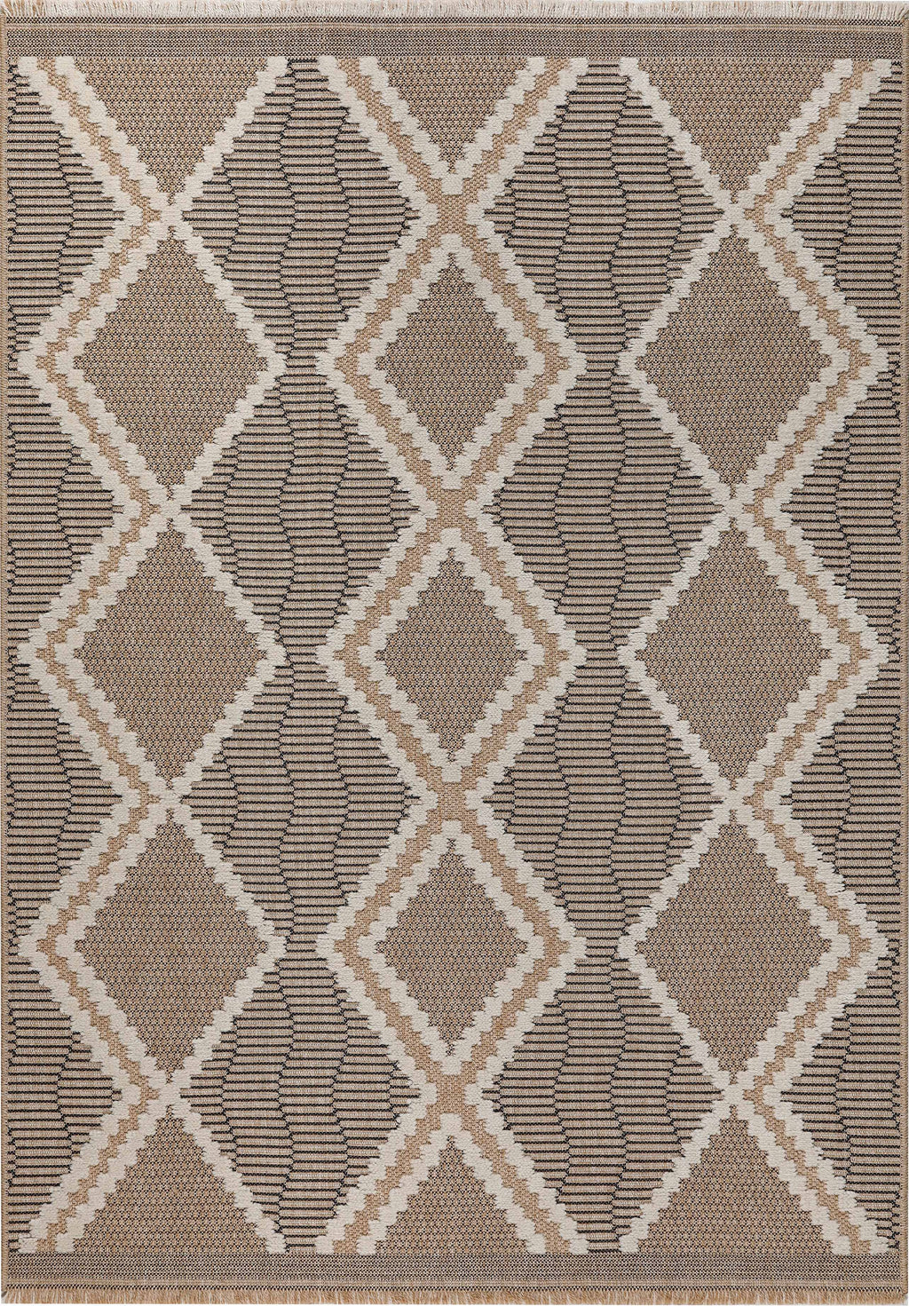 Jute Look Rug Tulum 9048 - Jute Pattern - Black - Indoor / Outdoor