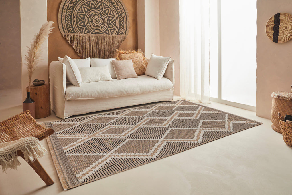 Jute Look Rug Tulum 9048 - Jute Pattern - Black - Indoor / Outdoor