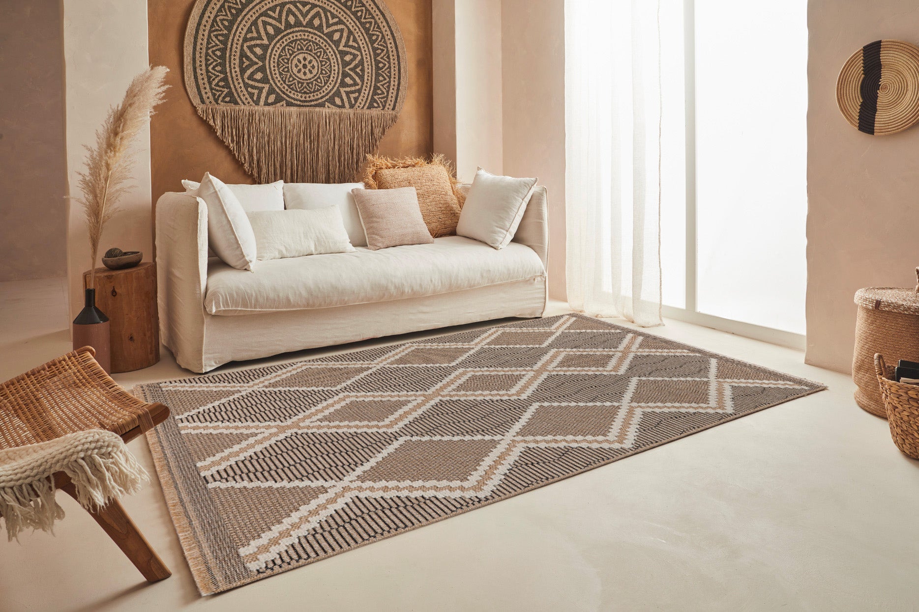Jute Look Rug Tulum 9048 - Jute Pattern - Black - Indoor / Outdoor