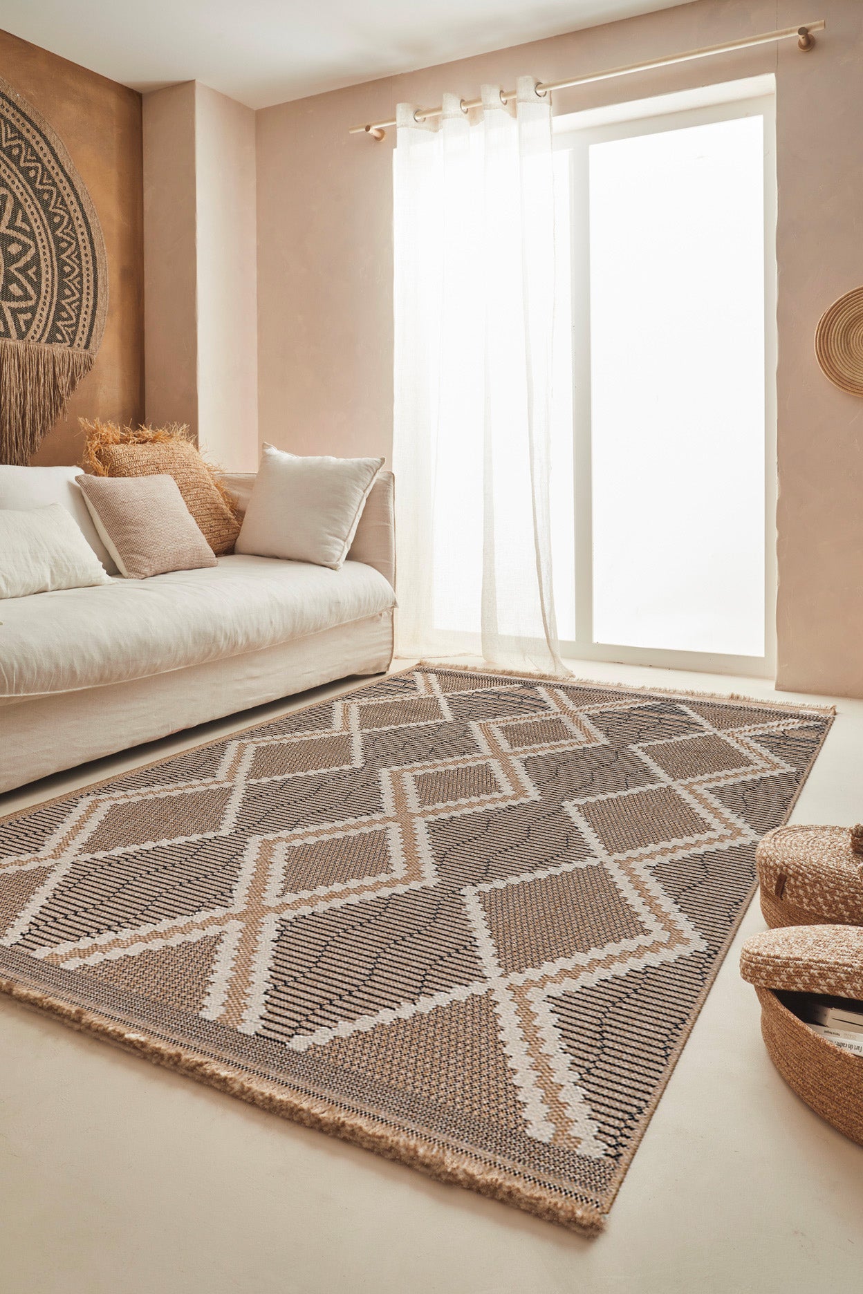 Jute Look Rug Tulum 9048 - Jute Pattern - Black - Indoor / Outdoor