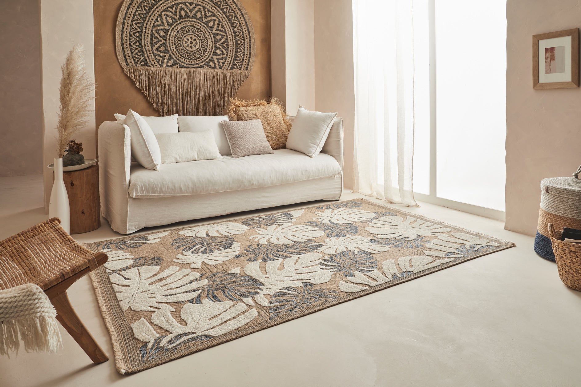 Jute Look Rug Tulum 9062 - Jute Pattern - Blue - Indoor / Outdoor