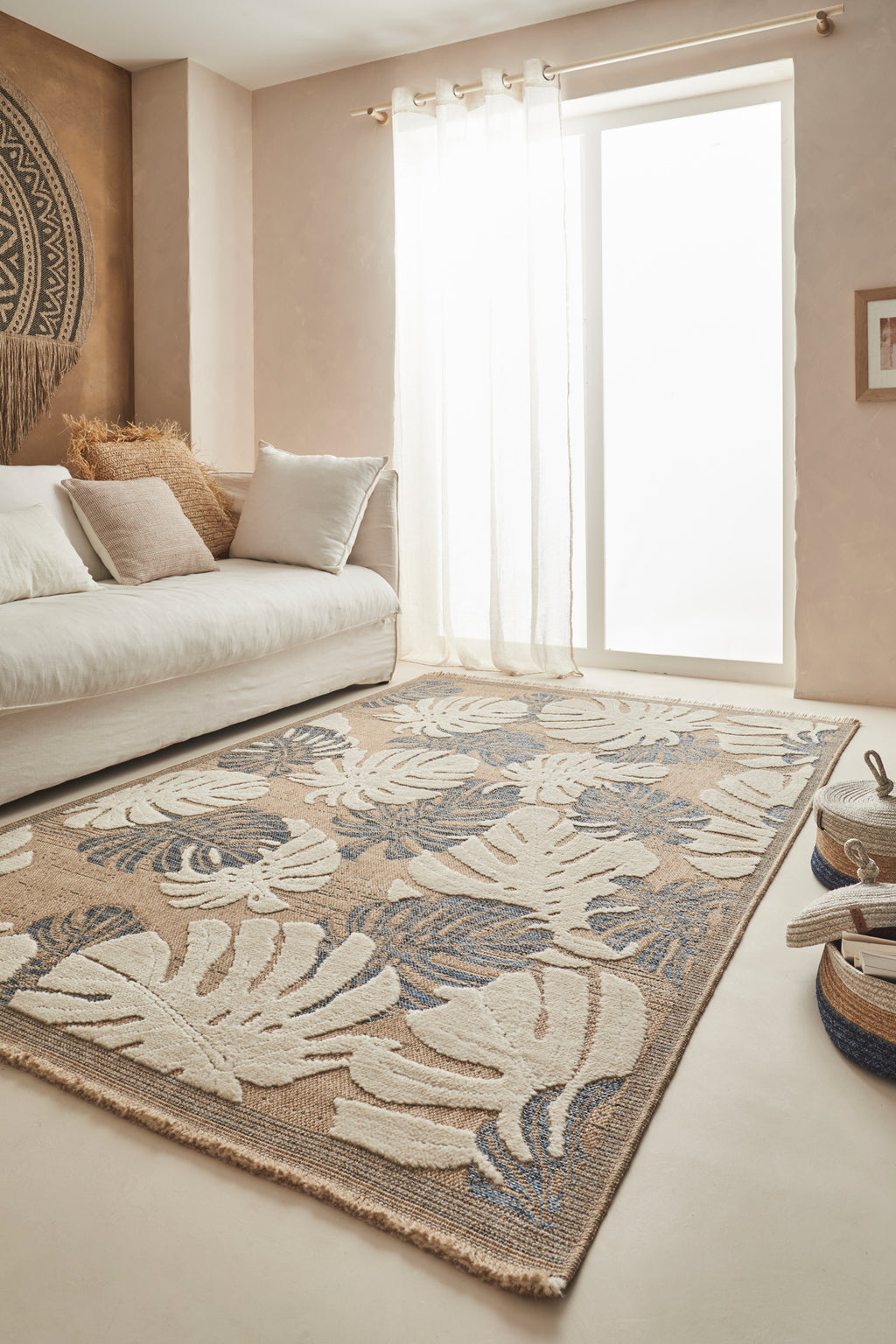 Jute Look Rug Tulum 9062 - Jute Pattern - Blue - Indoor / Outdoor